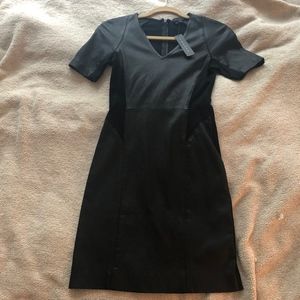THEORY LEATHER & JERSEY DRESS